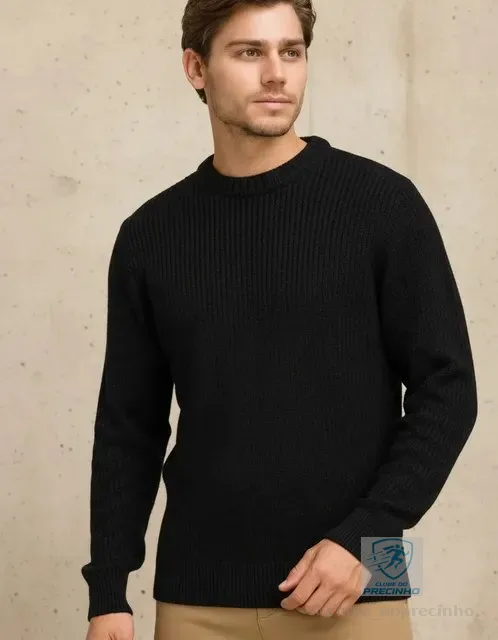 Suéter Blusa De Tricot Masculino Liso Blusa Lã Masculina