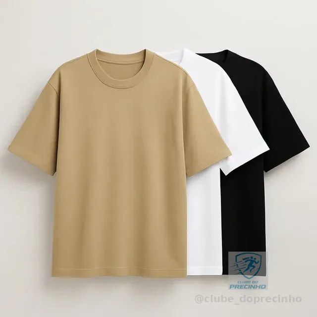 Kit 3 Oversized Masculina Stretwear Básica Lisa Premium