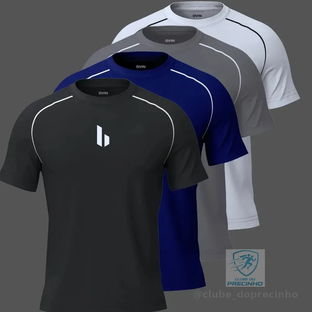 Kit 4 Camisetas Academia Poliester Dry Fit Leve Exercicios Variado - B4 G