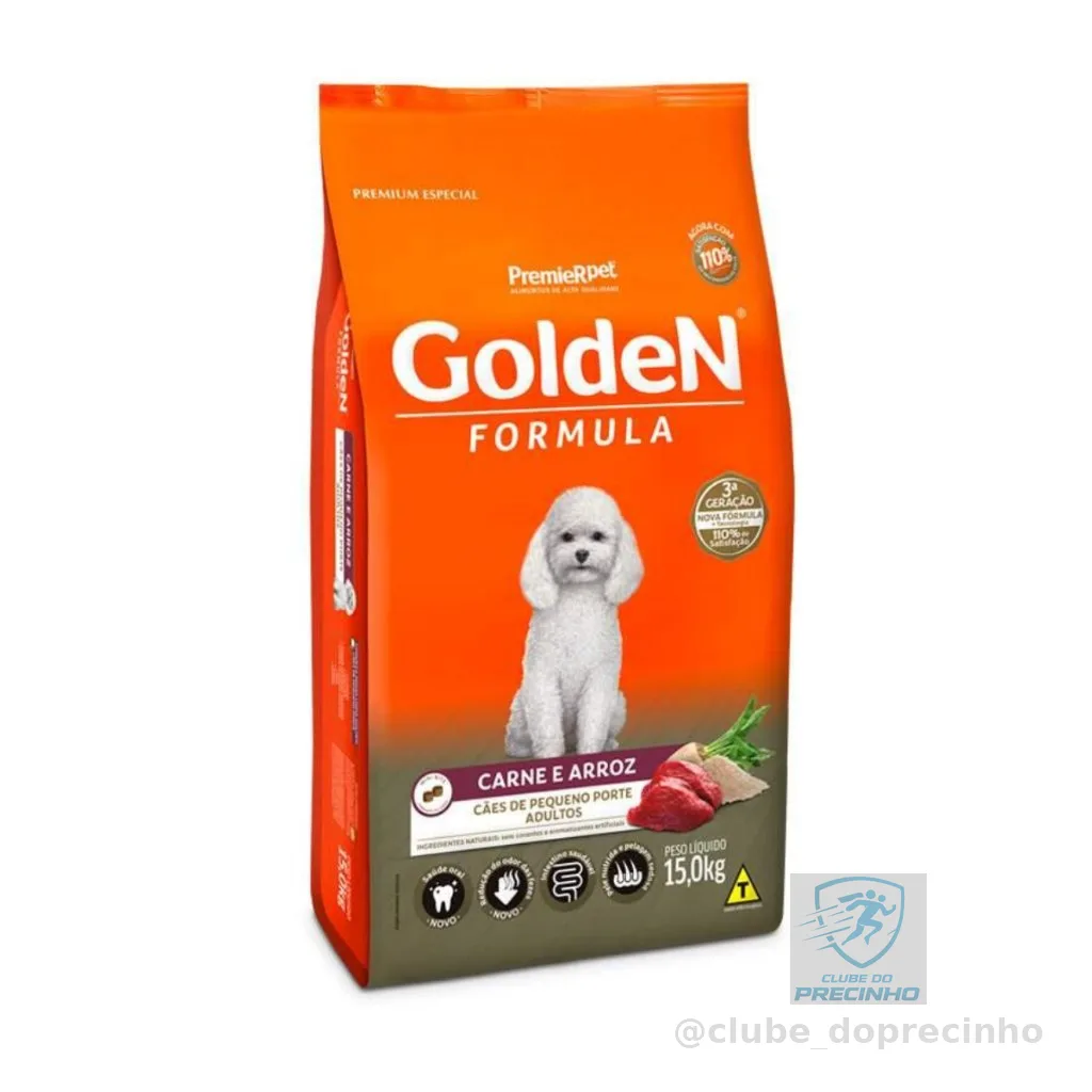 Ração Golden Formula Mini Bits Cães Adultos Raças Pequenas Carne e Arroz 15kg