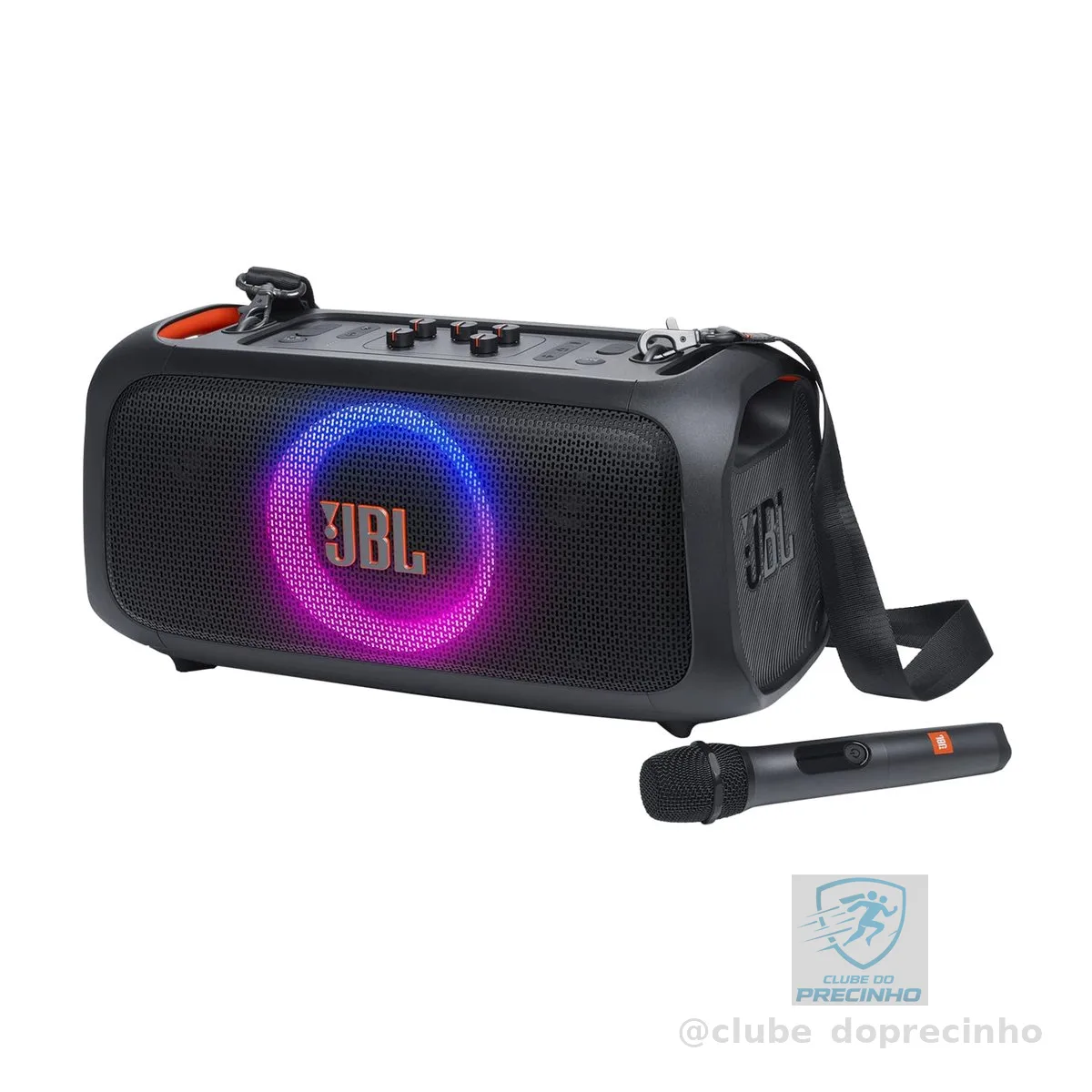 Caixa de Som, JBL, PartyBox On The Go Essential, Com Microfone, Bluetooth, Show de Luzes, À Prova de Respingos - 100W RMS