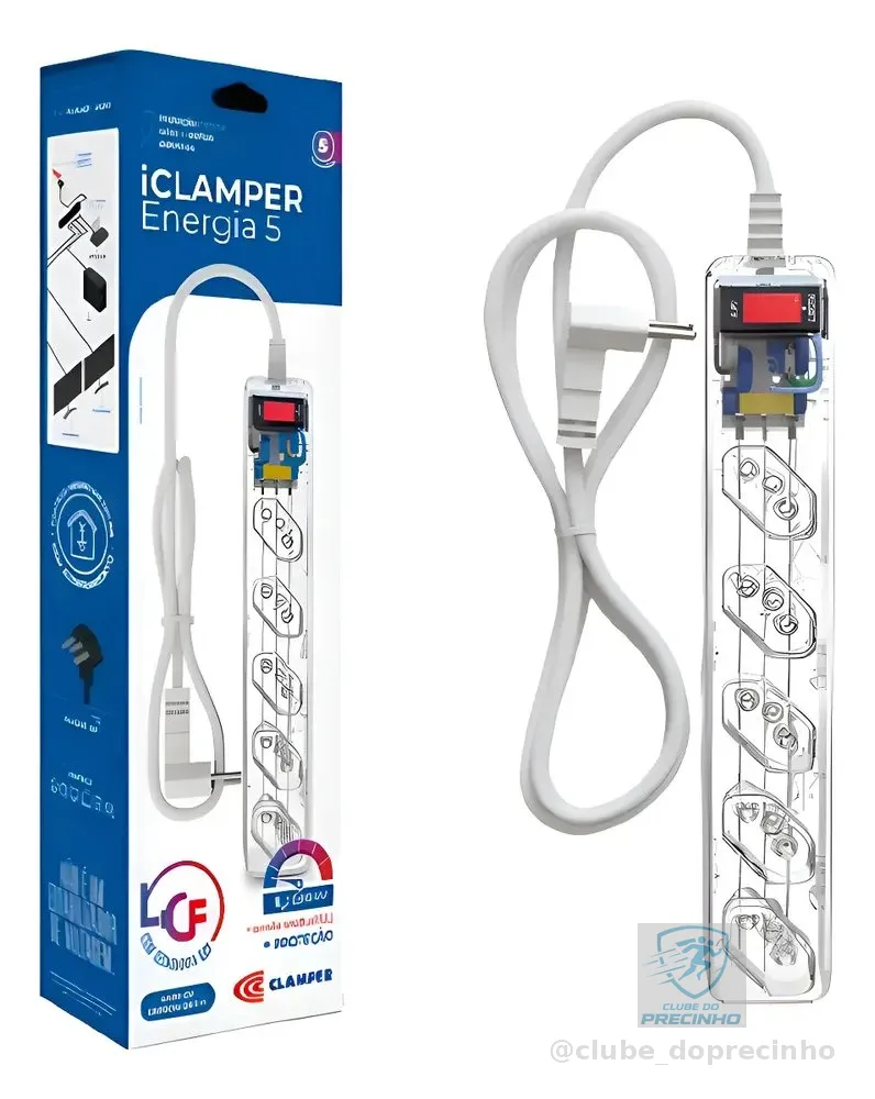 Filtro De Linha Dps Clamper 5 Tomadas 1m Transparente 021516 Transparente 127/220v