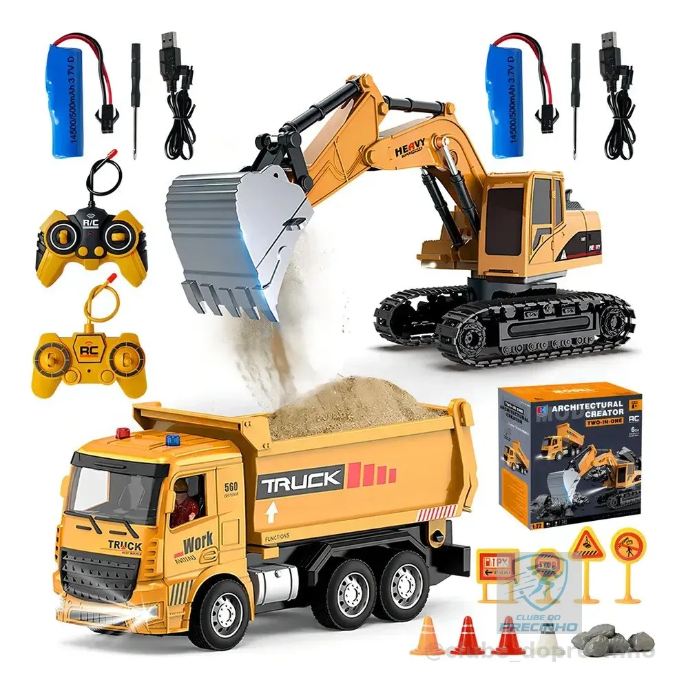 Carros De Escavadeira Controle Brinquedos Engenharia 2in1 Br Amarelo Trator