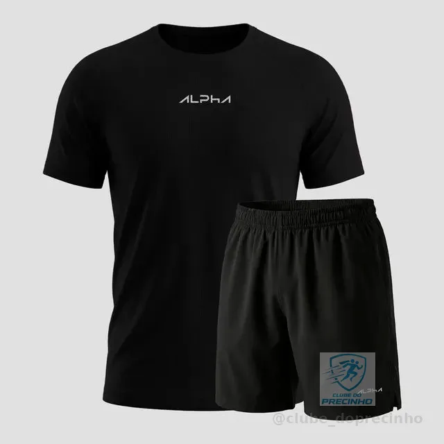 Kit Bermuda+camiseta New Fluid Dry Fitness Academia Alpha