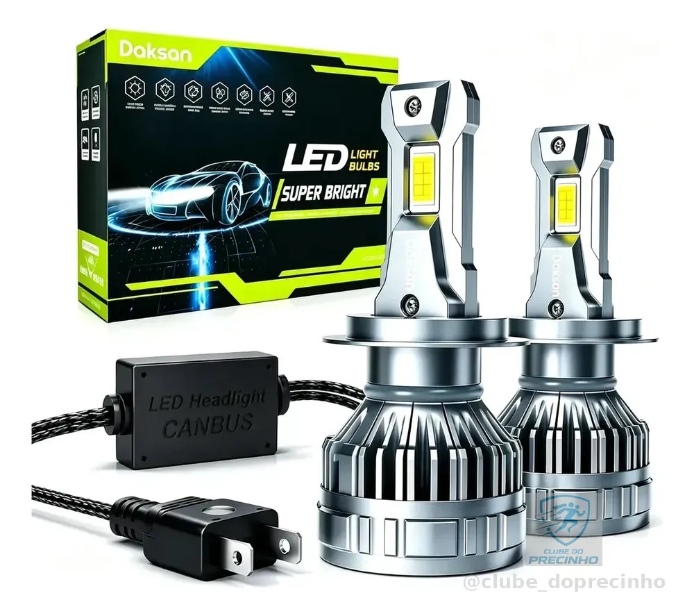 Kit De Farol Ultra Led Super Led H7 H11 Hb3 Hb4 36000lm 200w H7 Cinza Branco-frio