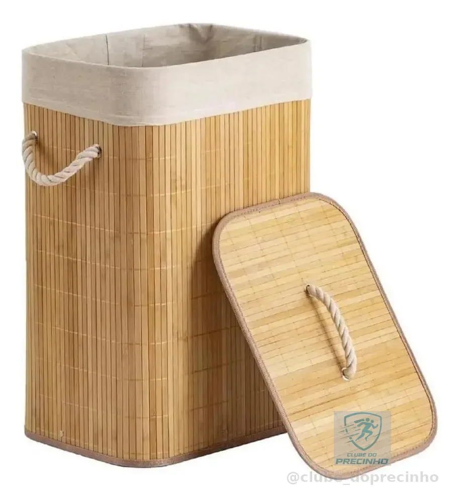 Cesto De Roupas De Bambu 50 Litros Yikasa