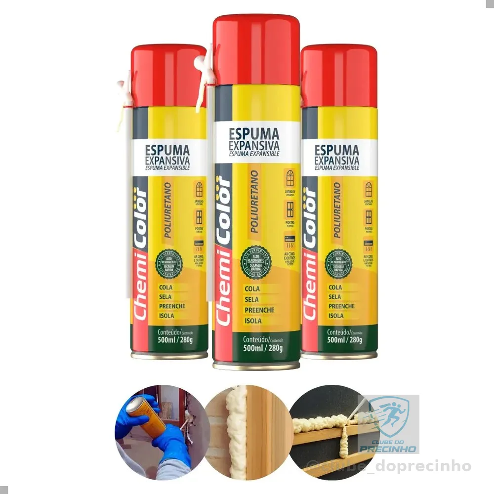 Kit 3 Espuma Expansiva Pu Multiuso Vedação Selante Isolante