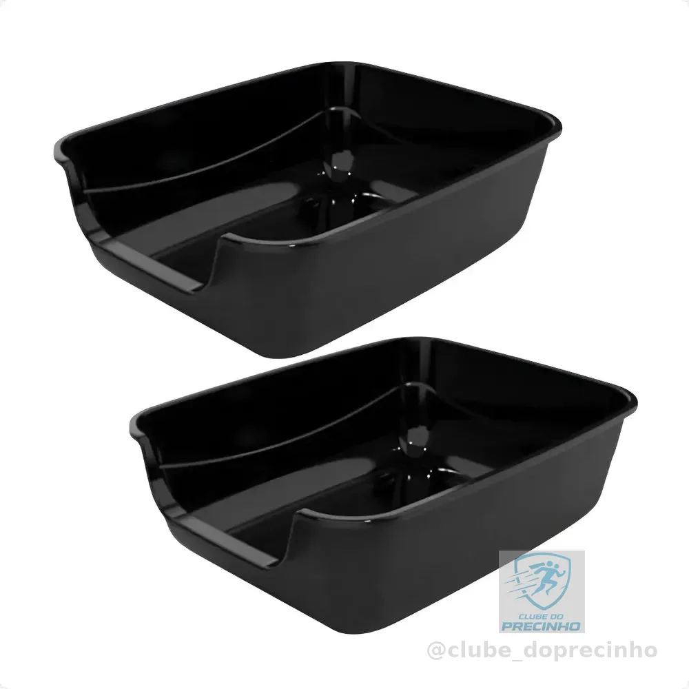 2 Caixa De Areia Bandeja Sanitária Jumbox PetInjet Cor Preto