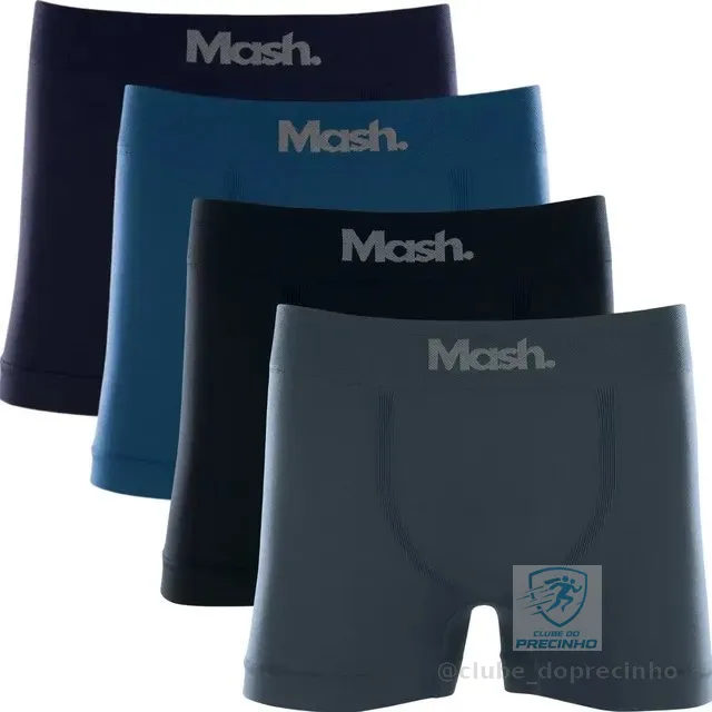 Kit Com 4 Cuecas Boxer Microfibra Mash Box Sem Costura