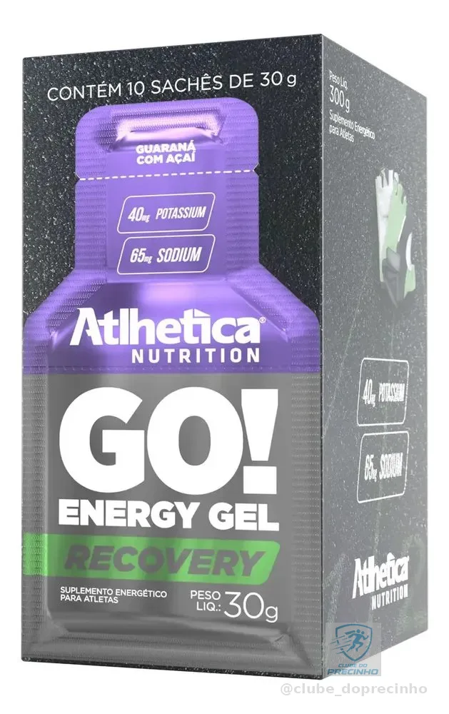 Suplemento em sachês Atlhetica Nutrition Go! Recovery Gel Energético sabor Açaí com guaraná x 30g 10 un