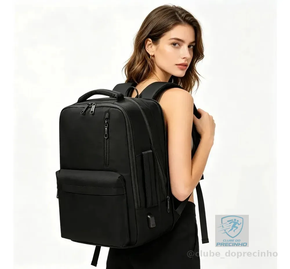 Mochila para Notebook Feminina Expansível de 25L a 40L, com USB e Impermeável