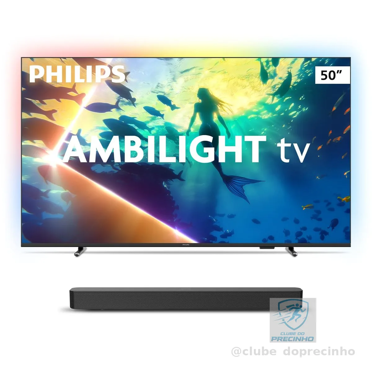 Philips Smart TV Ambilight 50" 4K 50PUG8100/78 + Soundbar TAB4000, Aparelho de Áudio para TV, Bluetooth, HDMI ARC e USB