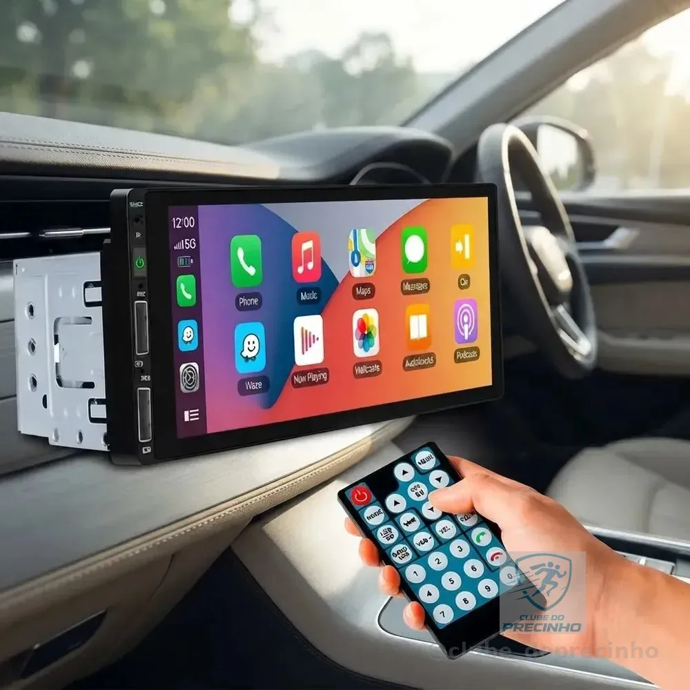 Central Multimídia 1DIN Duinb 6.86” CarPlay Android Auto Sem Fio