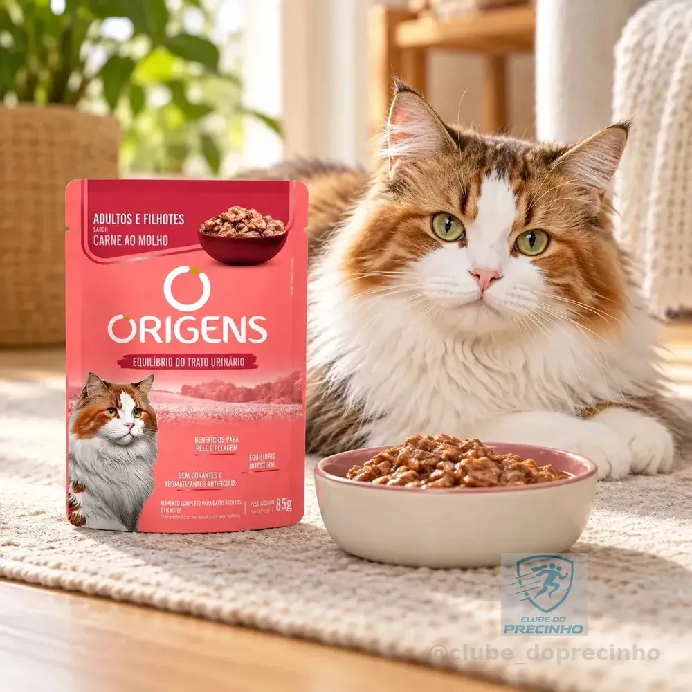 Sachê Origens Gatos Adultos E Filhotes Carne 85g Caixa 18 Un