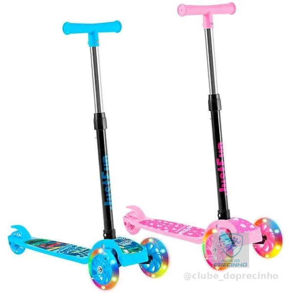 Patinete Infantil 3 Rodas De Led Dobrável Scooter Crianças