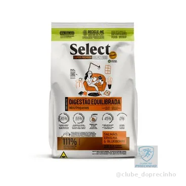 Ração Select by Monello Digestão Equilibrada Cães Adultos Porte Mini e Pequeno Sabor Salmão, Ervilha e Blueberry 2kg