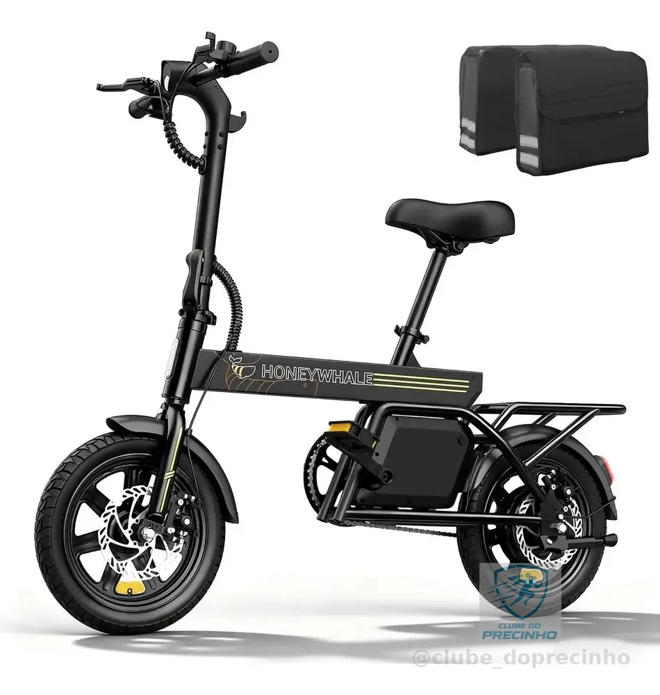 Honeywhale B20 Bicicleta Elétrica, 440w-35km-25km/h-120kg, Scooter Motor-ebike-adulto-bike-autonomia-velocidade Máxima-carga-honey Whale-fat-dobravel, 14 Aro, Freios A Disco Dianteiros E Traseiros