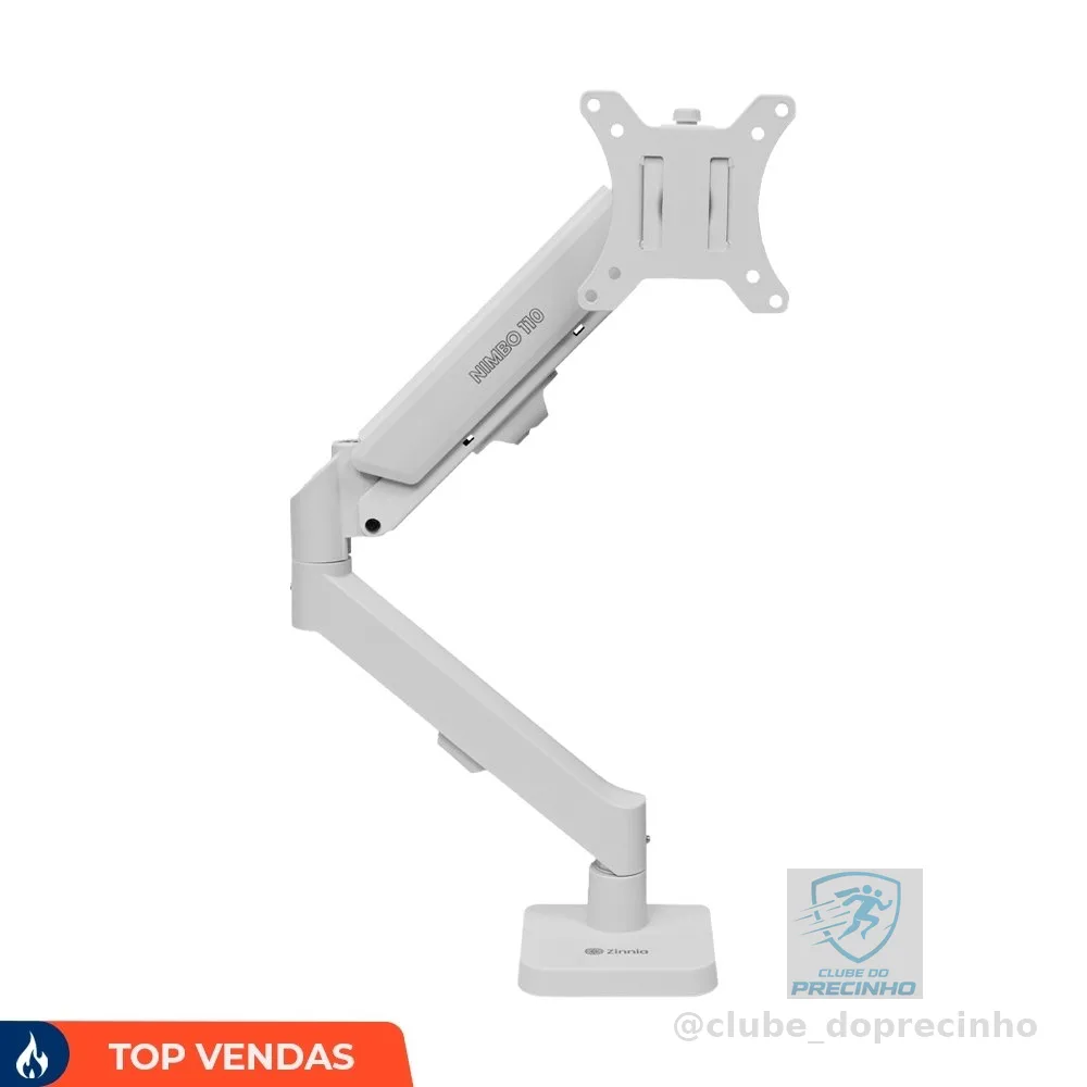 Suporte Articulado Para Monitor 13 a 32 Pistão a Gás Ajustável Zinnia Nimbo 110 Branco