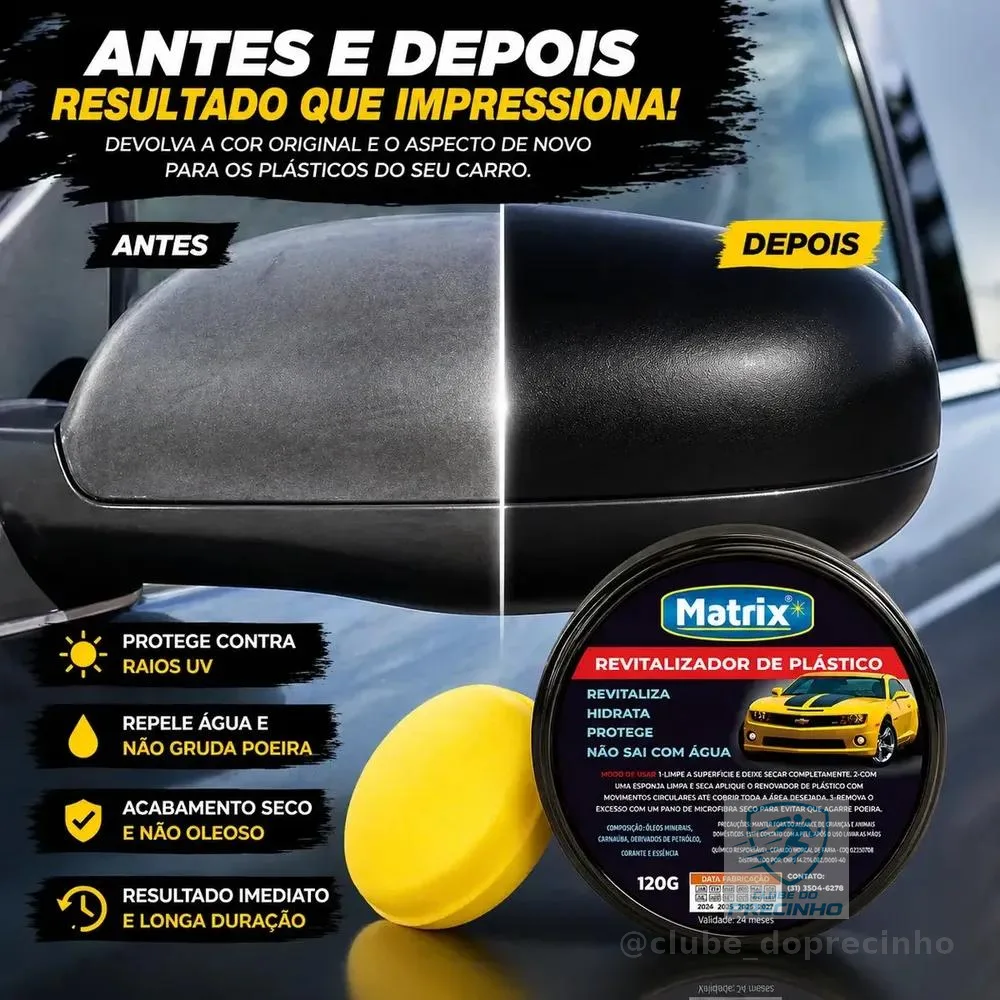 Revitalizador De Plástico Automotivo Matrix Cera Moto E Carro Para Choque Original