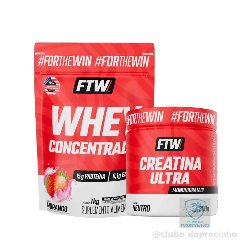 Kit Whey Concentrado 1kg +  Creatina Ultra Pote 300g - FTW