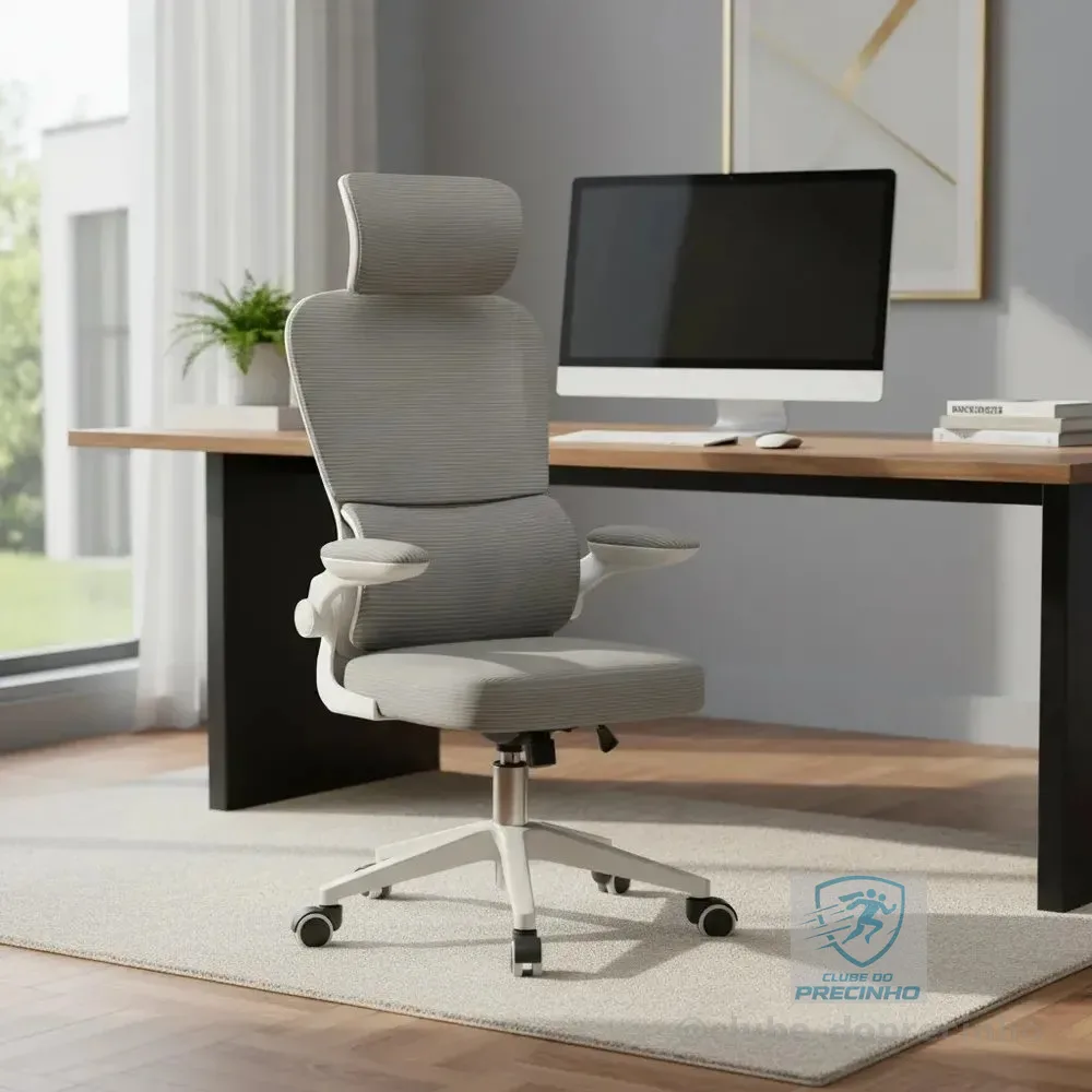 Cadeira Escritório Ergonômica Python Fly B07 Cinza Com Suporte Lombar