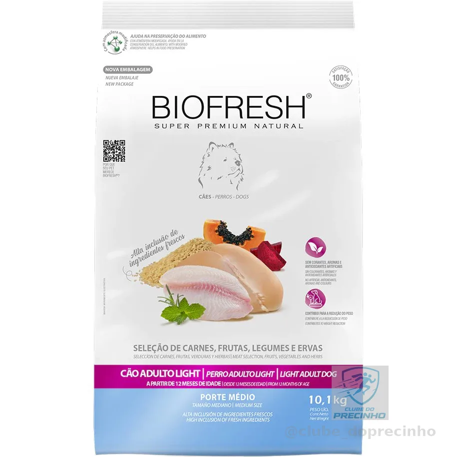 Ração Biofresh Light Cães Adultos de Raças Médias 10,1KG