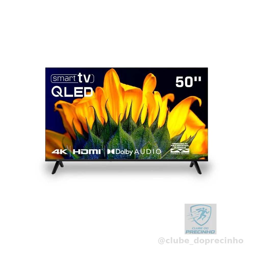 Smart TV HQ QLED 50 Polegadas HQ-QLED50SM 4K Wi-Fi Bluetooth, Dolby Audio, Apps, Netflix, YouTube e Prime Video, 3 HDMI