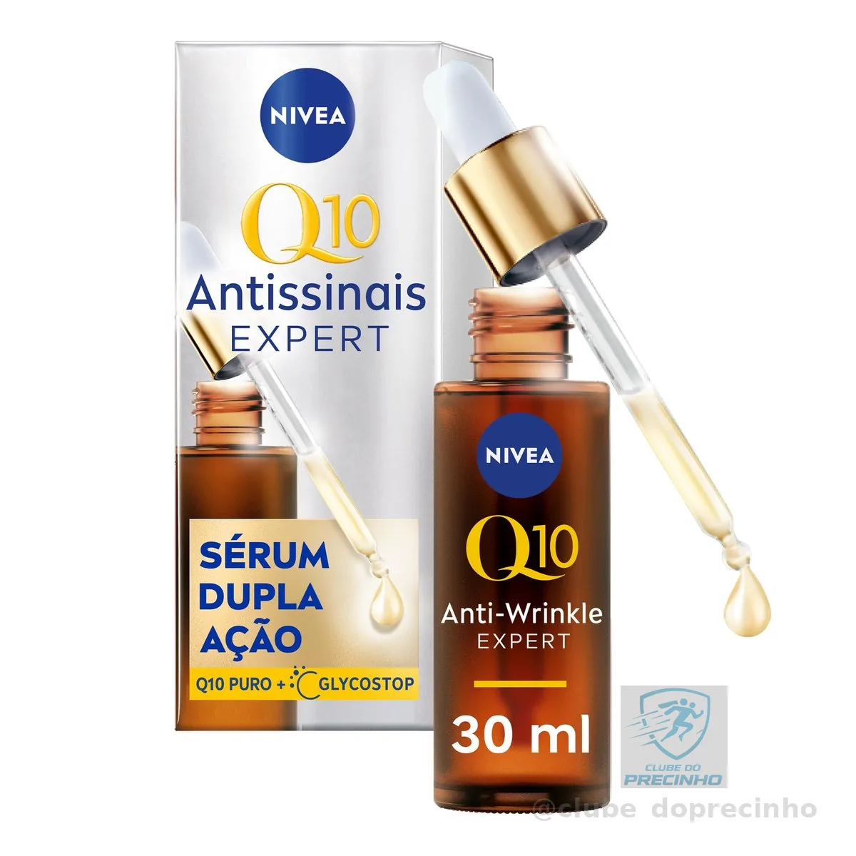NIVEA Q10 Sérum Antissinais Expert Dupla Ação 30ml, Previne e Reduz Rugas, Renova a Pele, Tecnologia Glycostop, Hidratação Profunda