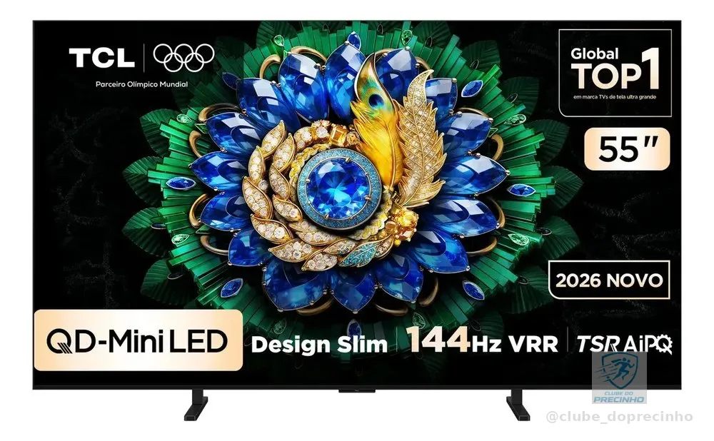 Smart Tv Tcl 55 Polegadas Qd-Mini Led 4k A400m Wifi Bluetooth Google Tv Hdr10+ 144 Hz Vrr 55a400m