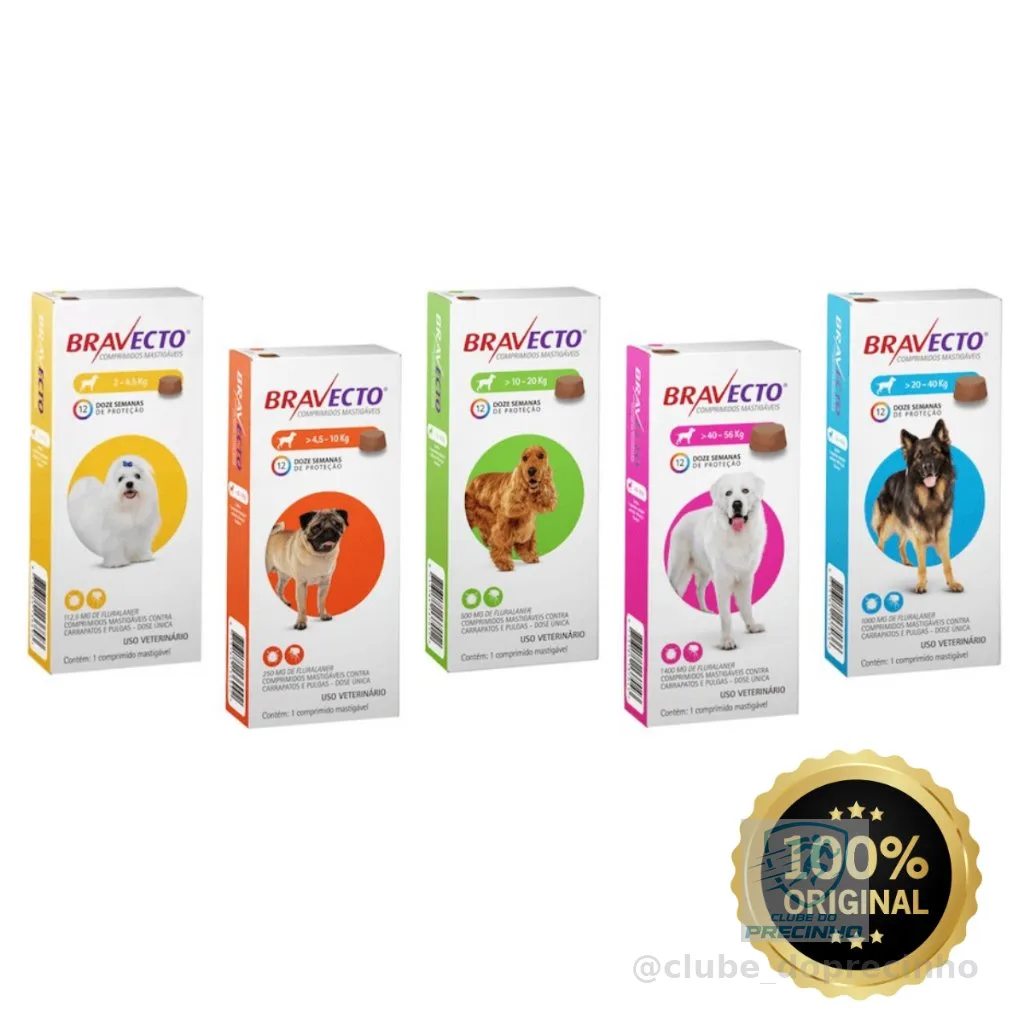 Antipulgas e Carrapatos Bravecto MSD para Cães original