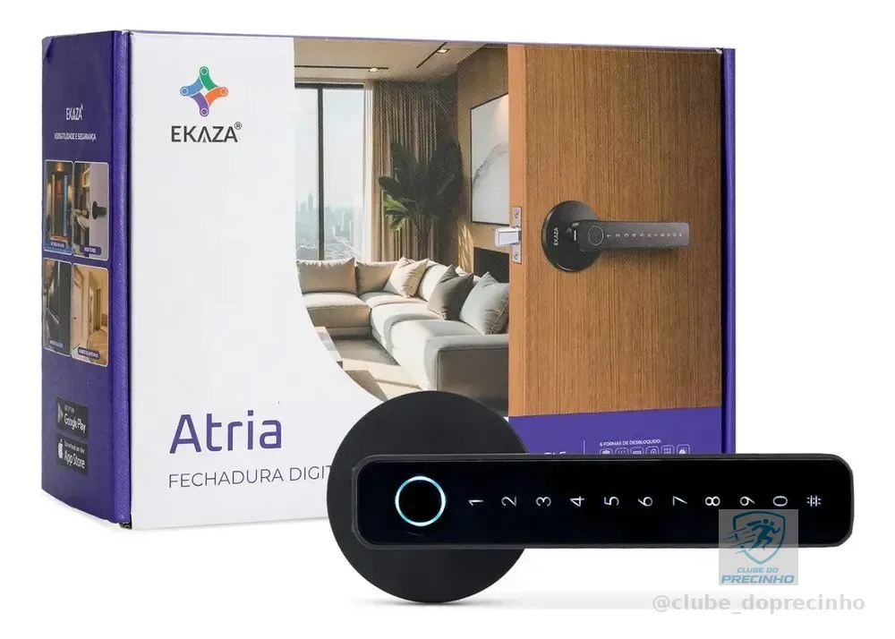 Fechadura Digital Biométrica Inteligente Ekaza Atria Bluetooth Com Senha E App