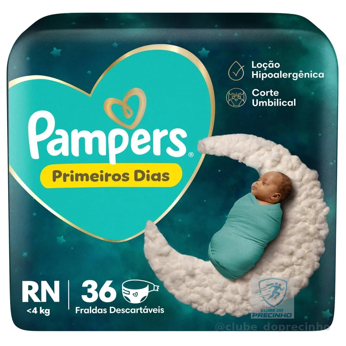 Fralda Pampers Primeiros Dias Tamanho RN (Até 4 kg), 36 Unidades