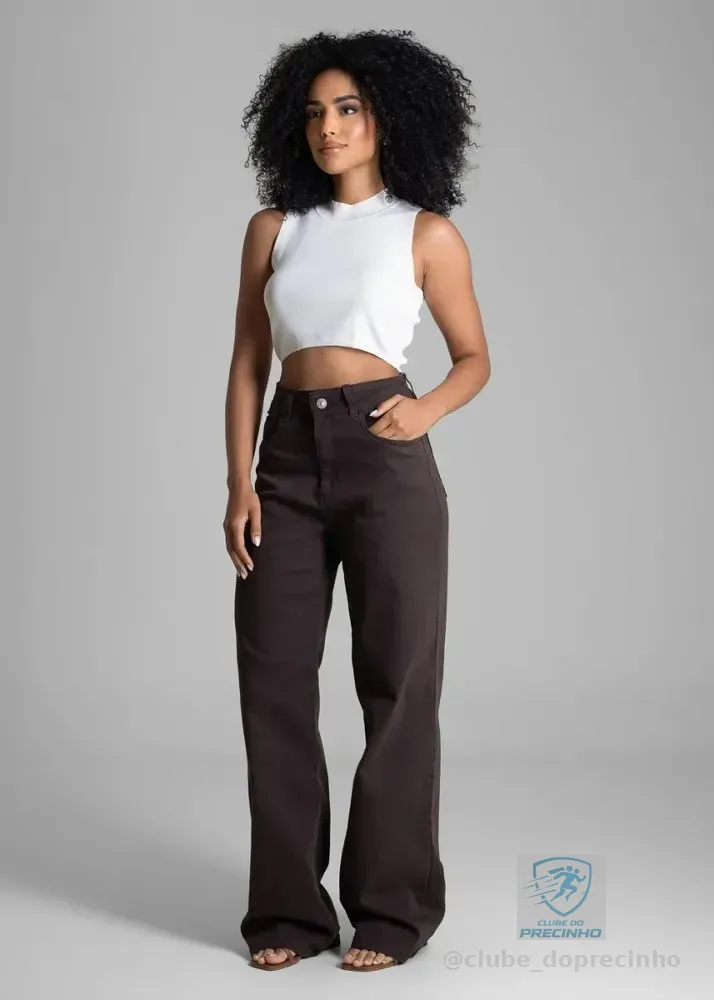 Sarja Sawary Feminina Calca Wide Leg_283450 Marrom Liso 38