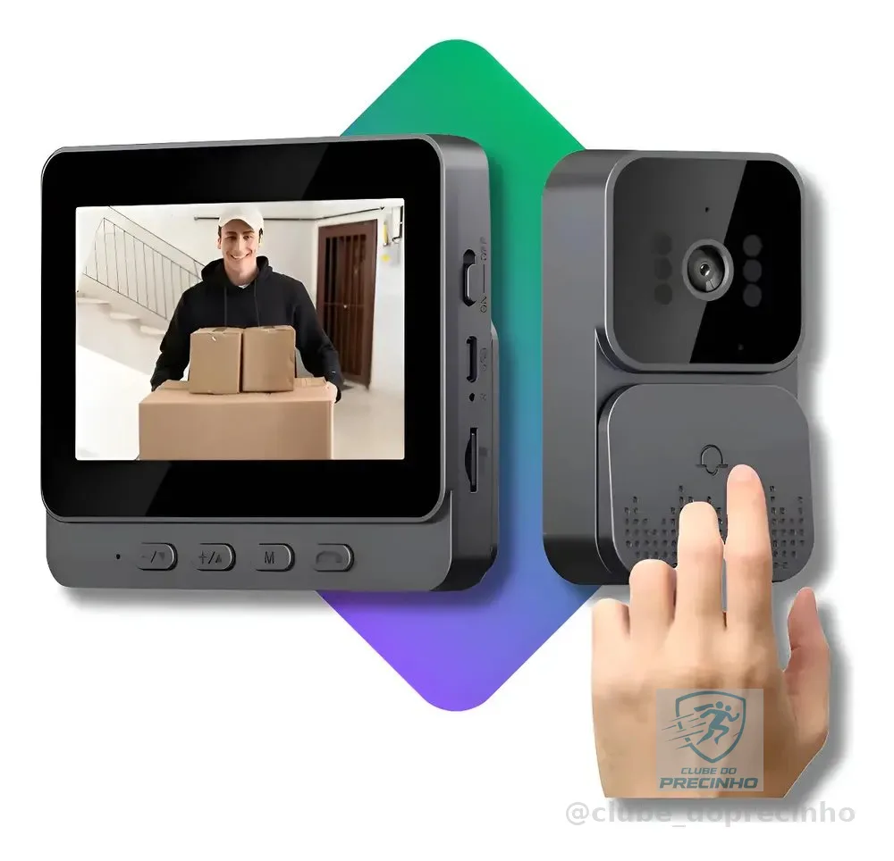 Vídeo Porteiro Sem Fio Interfone Bidirecional Wireless Hd  Cinza-escuro 127/220v