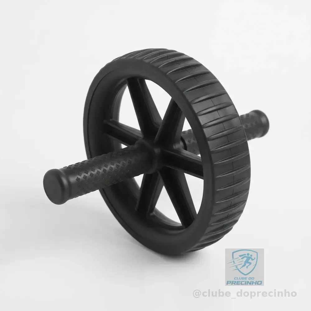 Roda Abdominal Reforçada Dupla Profissional Treino Funcional Preto