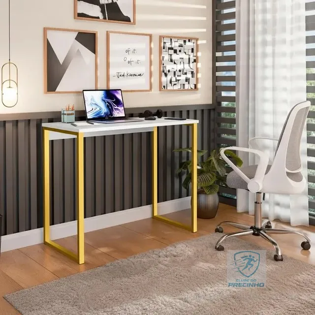 Escrivaninha Industrial Mesa Estudo Aparador Office Aço Mdf