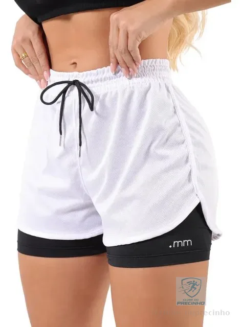 Short Fitnes Duplo 2 1 Bermuda Compressão Academia Feminino