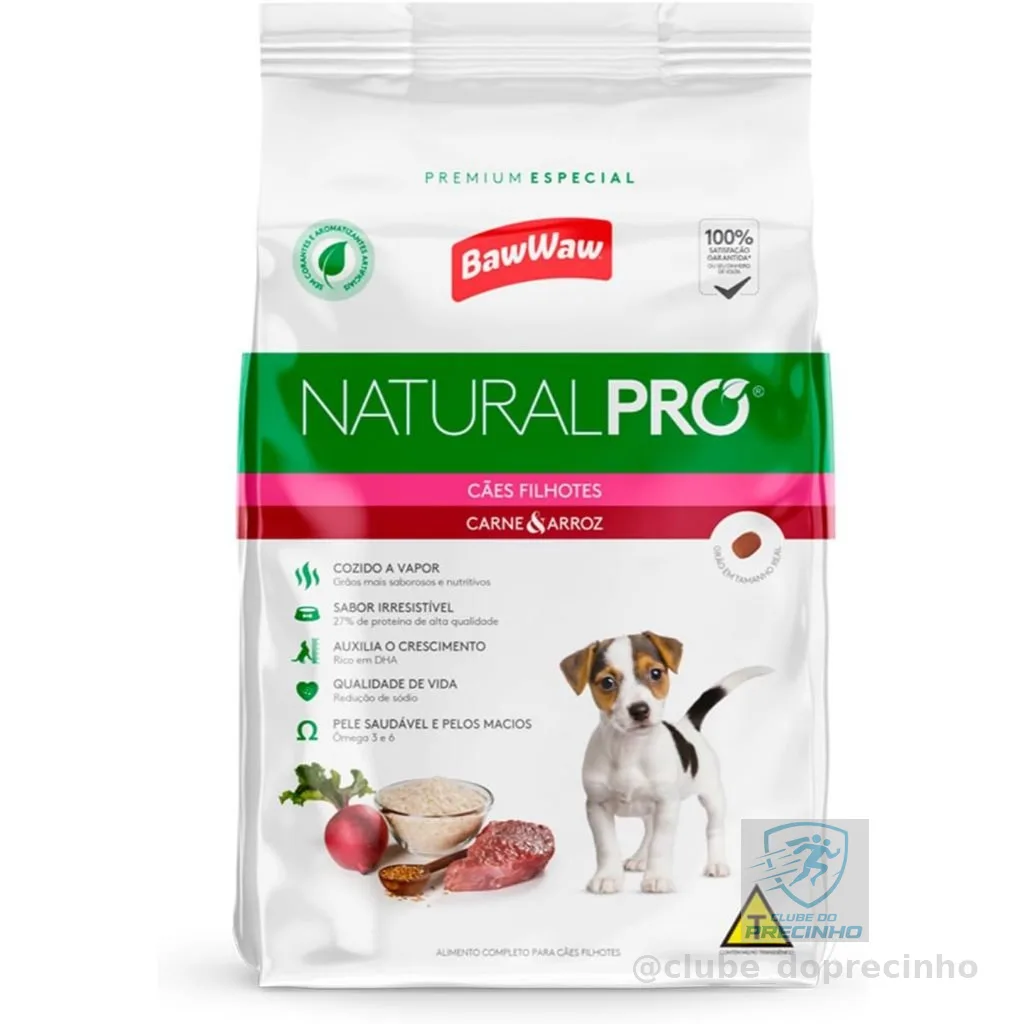Baw Waw ração para cães filhotes natural pro premium sabor carne/ frango e arroz 1kg