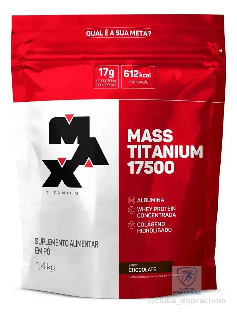 Hipercalórico 1,4kg Mass Titanium Max Titanium Chocolate Energia e Ganho Muscular