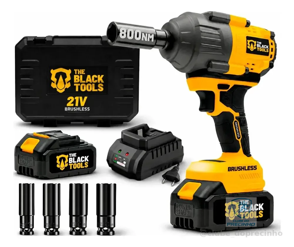 Parafusadeira Chave De Impacto A Bateria Lítio 21v Motor Brushless 800nm 80kgf.m Tb21ix The Black Tools