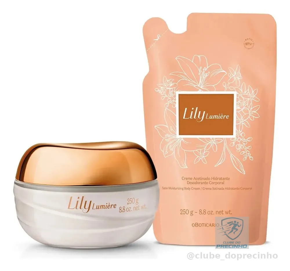 Kit Lily Lumière: Creme Hidratante Corporal 250g+ Refil 250g
