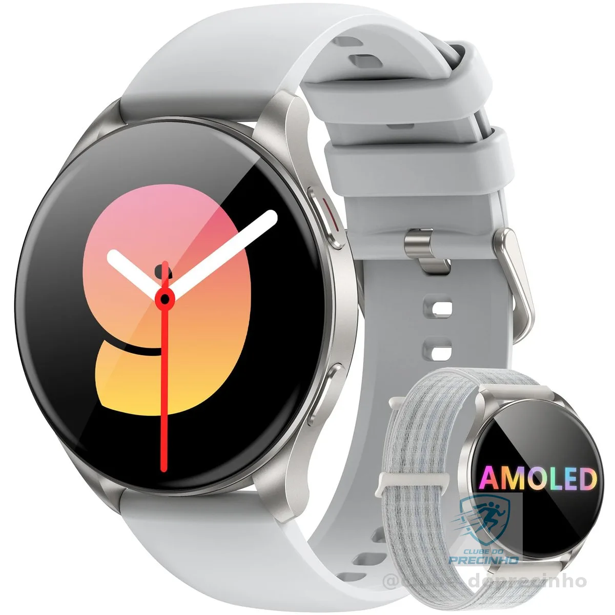 Blackview Smartwatch Feminino Relógio Inteligente AMOLED 1.43" - Tela Sempre Ativa (AOD), Chamadas Bluetooth, 100+ Modos Esportivos, IP68, 2 Pulseiras, Assistente de Voz IA - Android/iOS, Prata