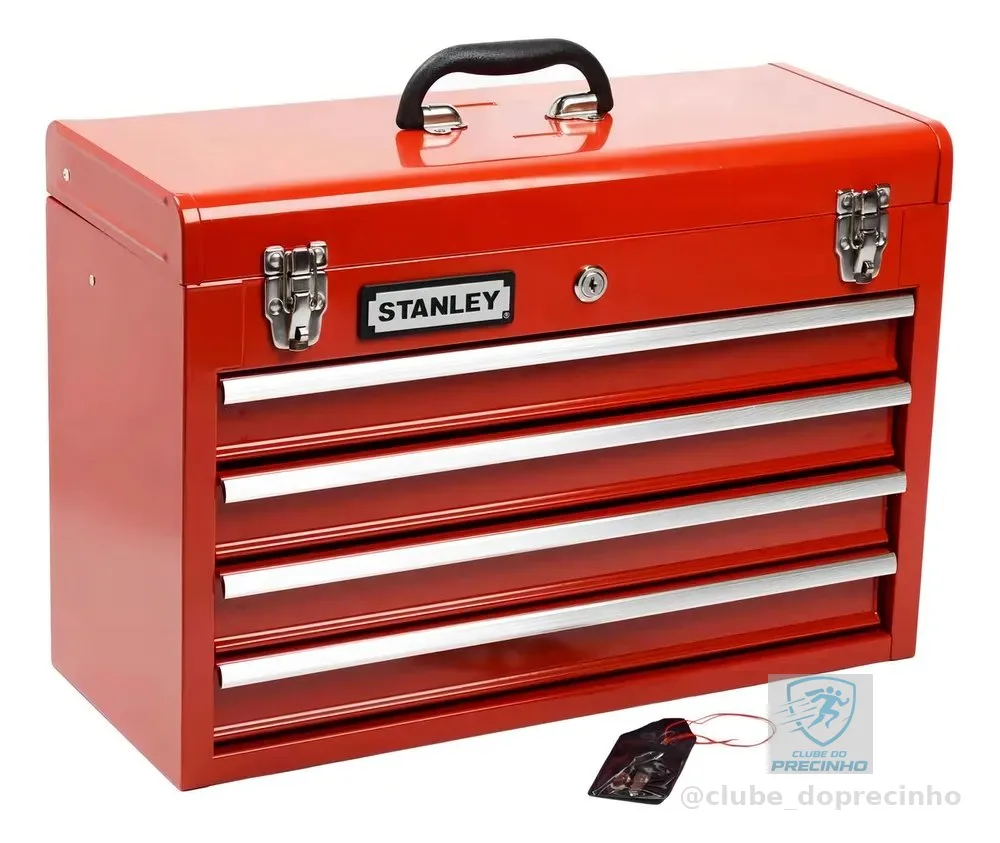 Caixa Organizadora de Ferramentas Stanley Modelo 95-604L Vermelha com 4 Gavetas e Bandejas Interna
