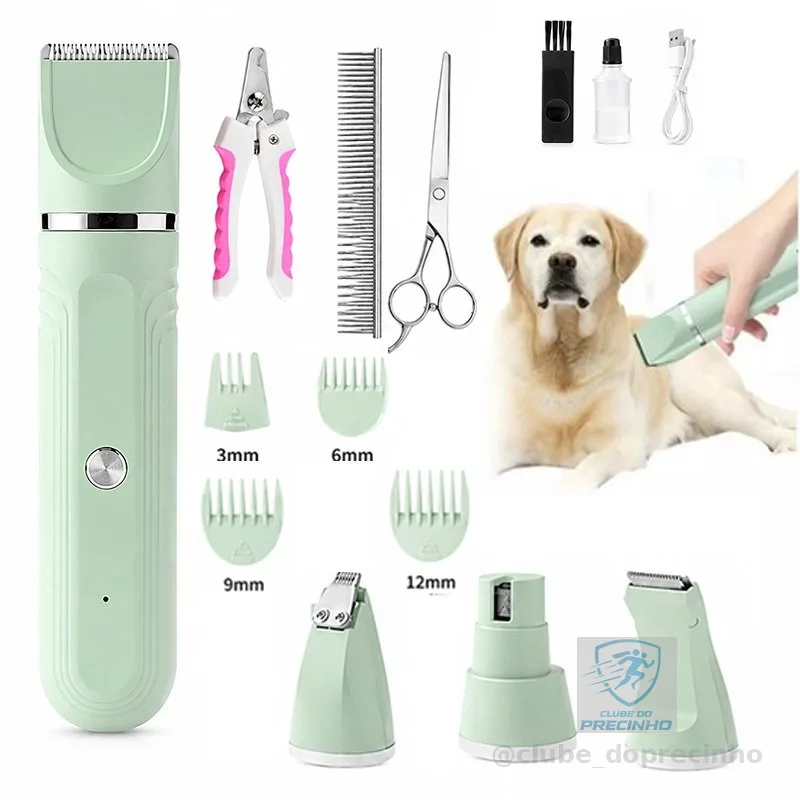 Máquina De Tosa Pet 4 Em 1 Sem Fio Cortador De Pelos Para Cães E Gatos