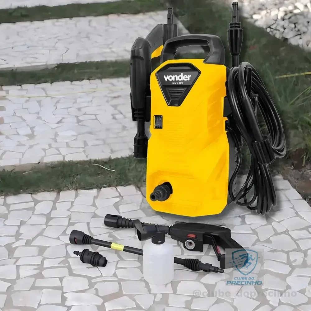 Lavadora de alta pressão Vonder Leve LAV1300 amarela e preta de 1200W