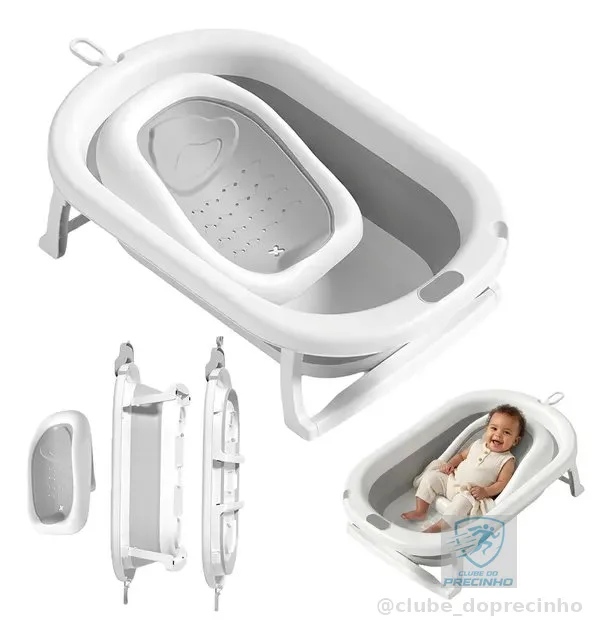 Banheira De Bebê Dobrável 45l Com Redutor De Assento Pipdip