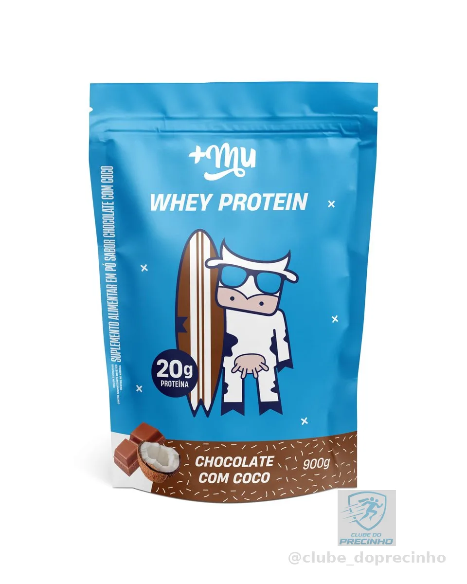 Whey Concentrado, Mais Mu, Sabor Chocolate c/Coco, 20g de proteína - 900g