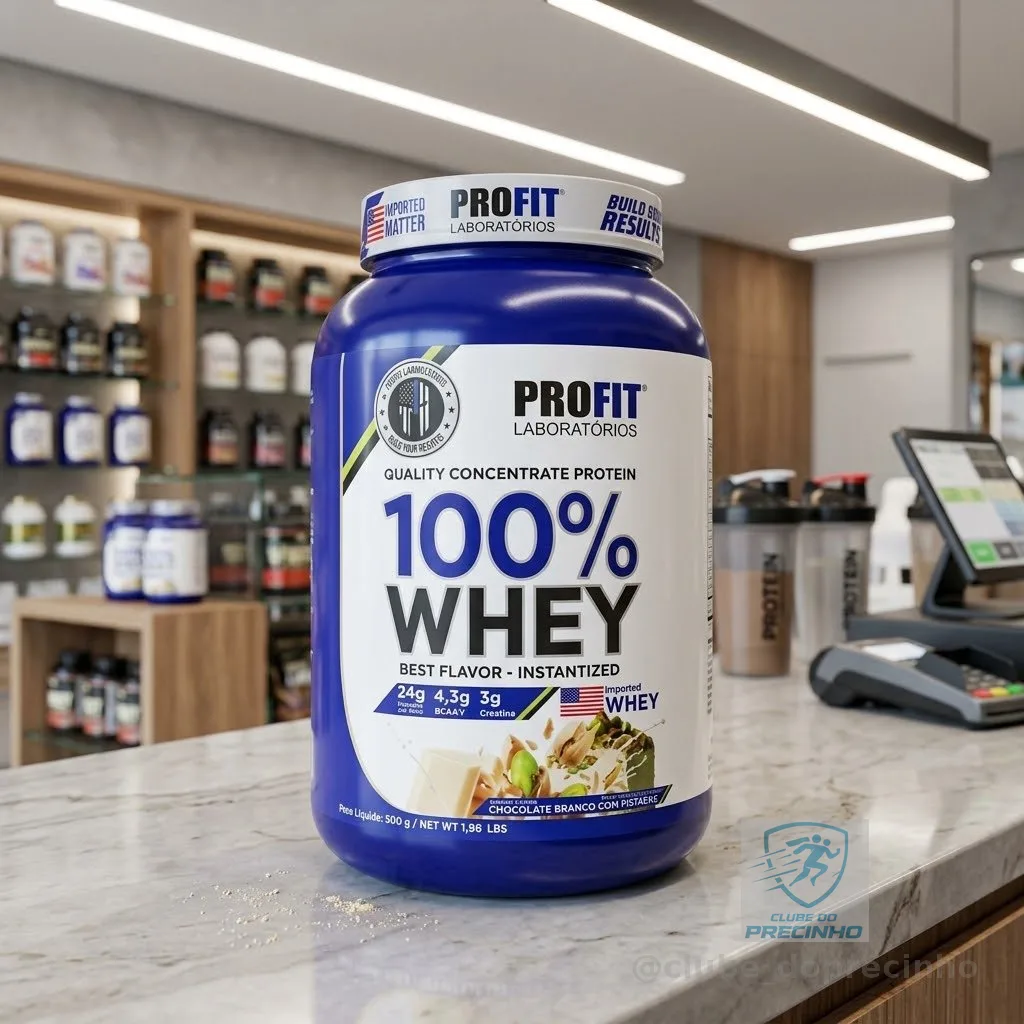 100% Whey Concentrate - 900g Chocolate Branco com Pistache - Profit