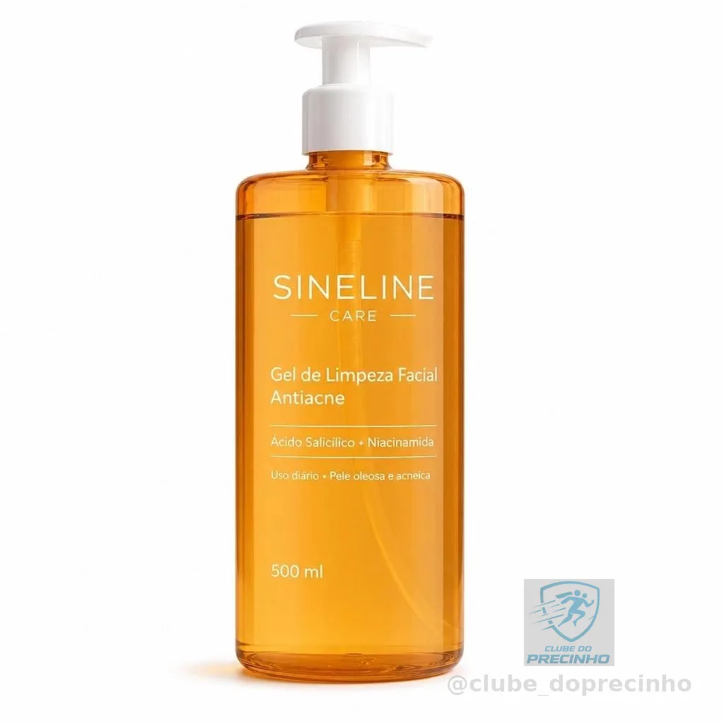 Sabonete Facial Antiacne 500ml Sineline Actiline com Ácido Salicílico e Niacinamida | Limpeza Profunda, Controle da Oleosidade, Combate a Cravos e Espinhas para Pele Oleosa e Mista