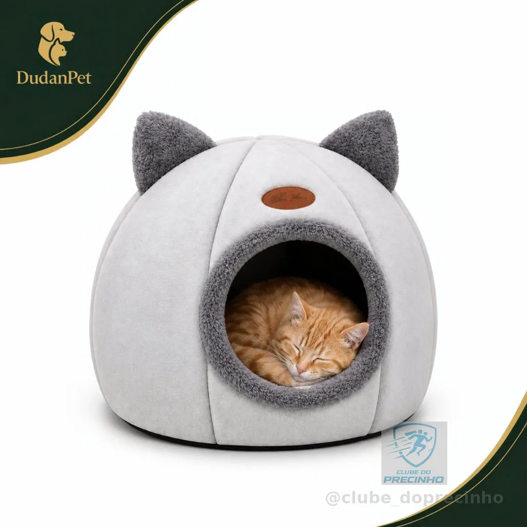 Caminha Cama Toca Iglu Gatos e Cães Quentinha Lavável Confortável DudanPet